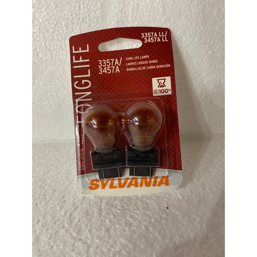 Sylvania 3357A 3457A Long Life Amber Automotive Light Bulbs 2 Pack 3457AK 3357AK